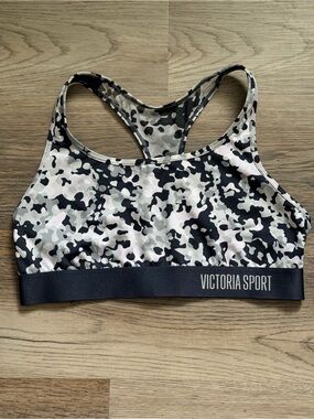 Victoria's Secret Black & White Camo Racerback Sports Bra